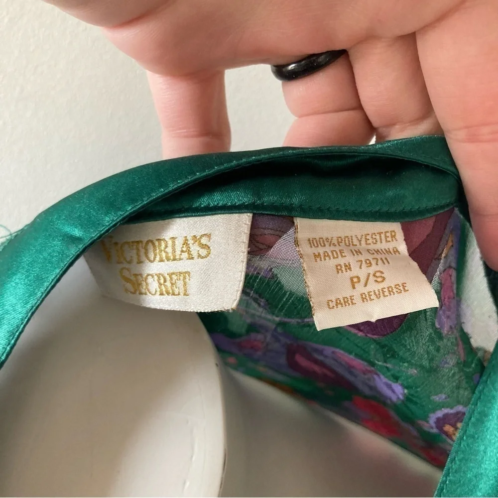 Victoria’s Secret | Vintage Gold Label Sheer Green Floral Maximalist Sleep Top - Picture 8 of 9